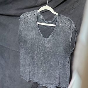 Rock & Republic Black & Gray Washed Embellished Shirt Large